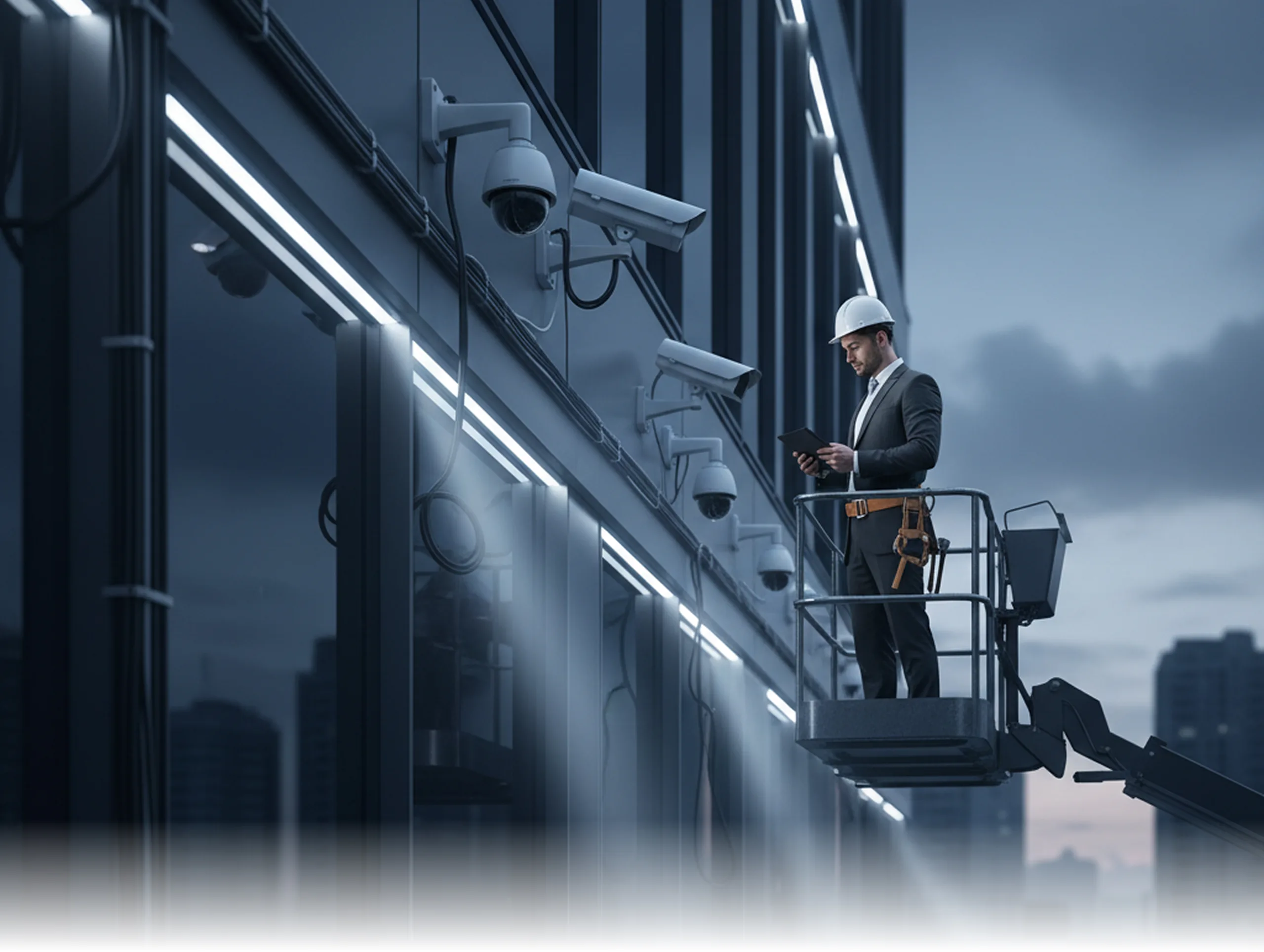 Vedhanth technician reviewing CCTV installation